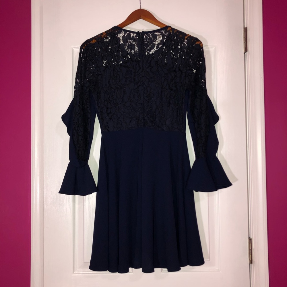 Lulu’s Secret Kiss Navy Long Sleeve Lace Dress